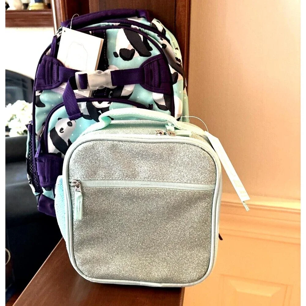 School Pottery barn BACKPACK LUNCH SET Travel Bag Panda girl Birthday gift🌈
